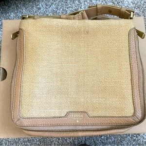 Fossil tan canvas crossbody purse